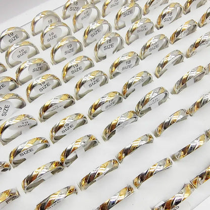 15pcs/Lot Wholesale Thin Stainless Steel Finger Double Colors Crystal Joint Rings