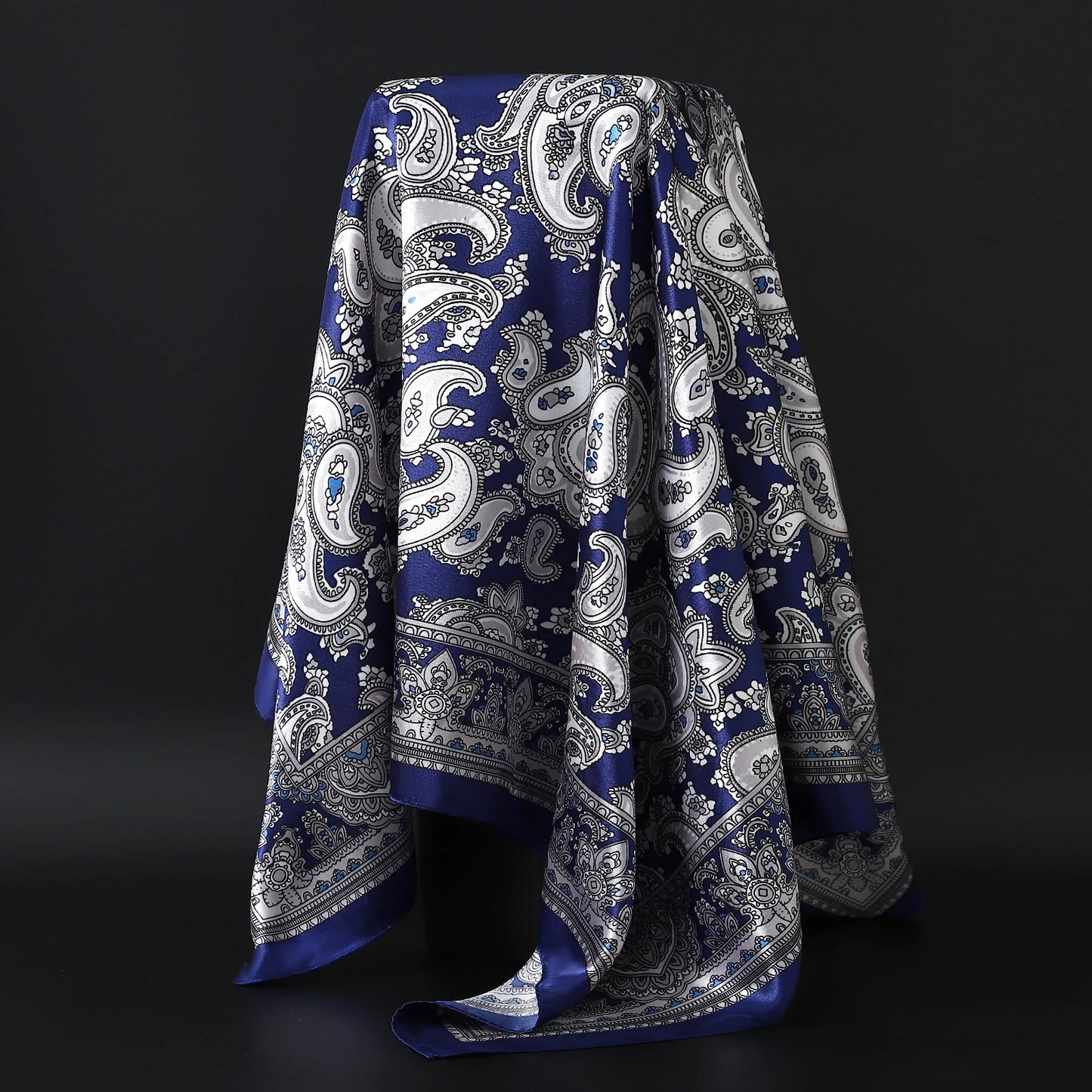 90cm Women Four Seasons Square Silk Satin Bandana Wrap Shawl Scarves Scarfs Spk8