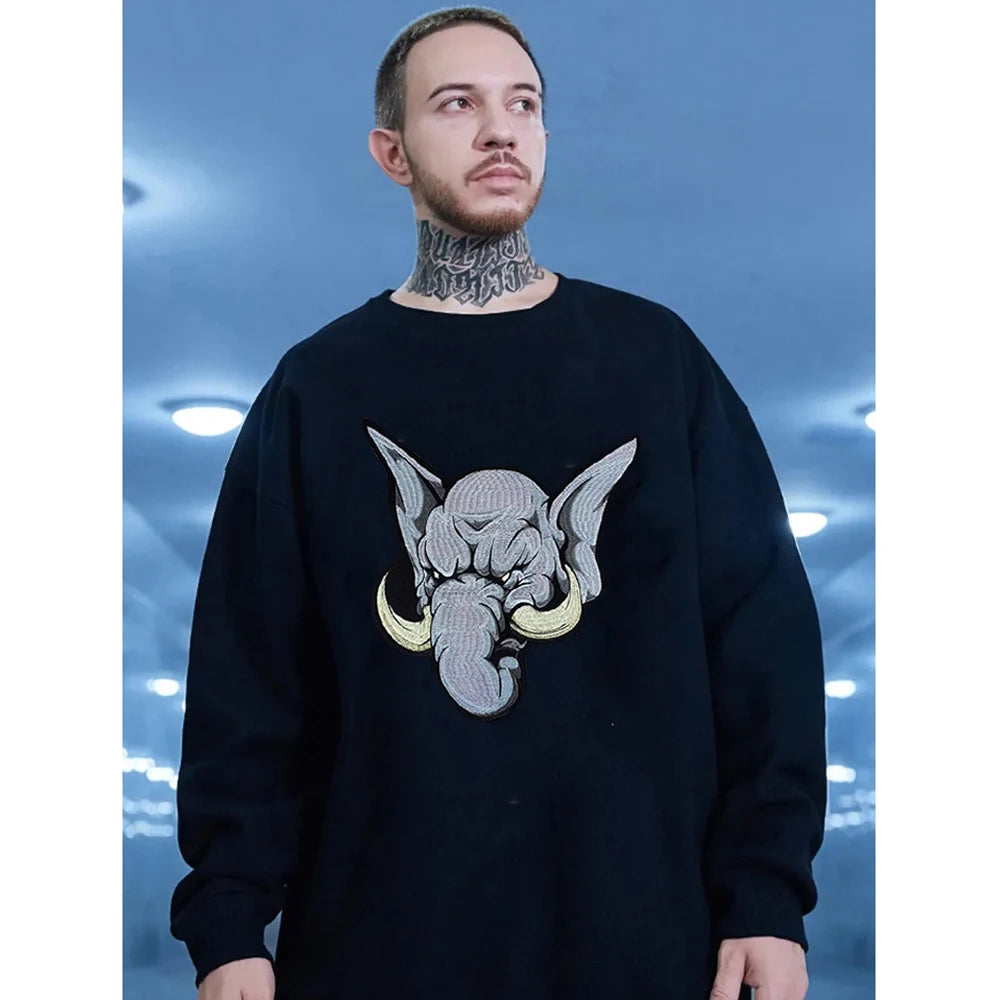 Rock Punk Animal Elephant Embroidery Patch Iron On Patches Clothes Embroidered Sticker DIY