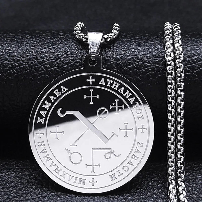 Men Seal of Solomon Talisman Protection Seven Archangels Amulet Stainless Steel Necklace