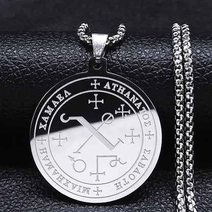 Men Seal of Solomon Talisman Protection Seven Archangels Amulet Stainless Steel Necklace