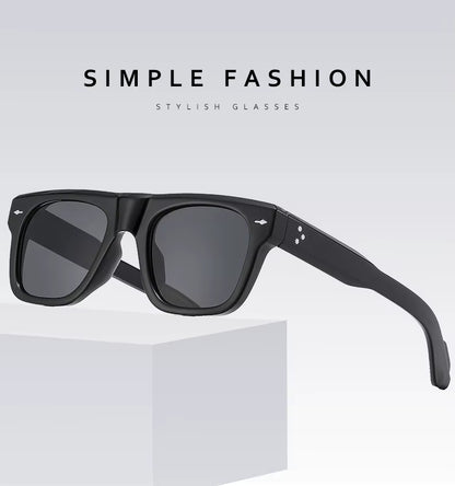 Women Men Vintage Rivets Punk Shades UV400 Square Sunglasses Glasses