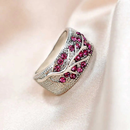 Women Romantic Plum Branch Crystal Zircon Rings Size 5 - 11