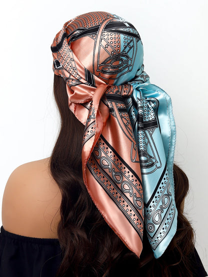 90cm Women Four Seasons Square Silk Satin Bandana Wrap Shawl Scarves Scarfs Sqk2