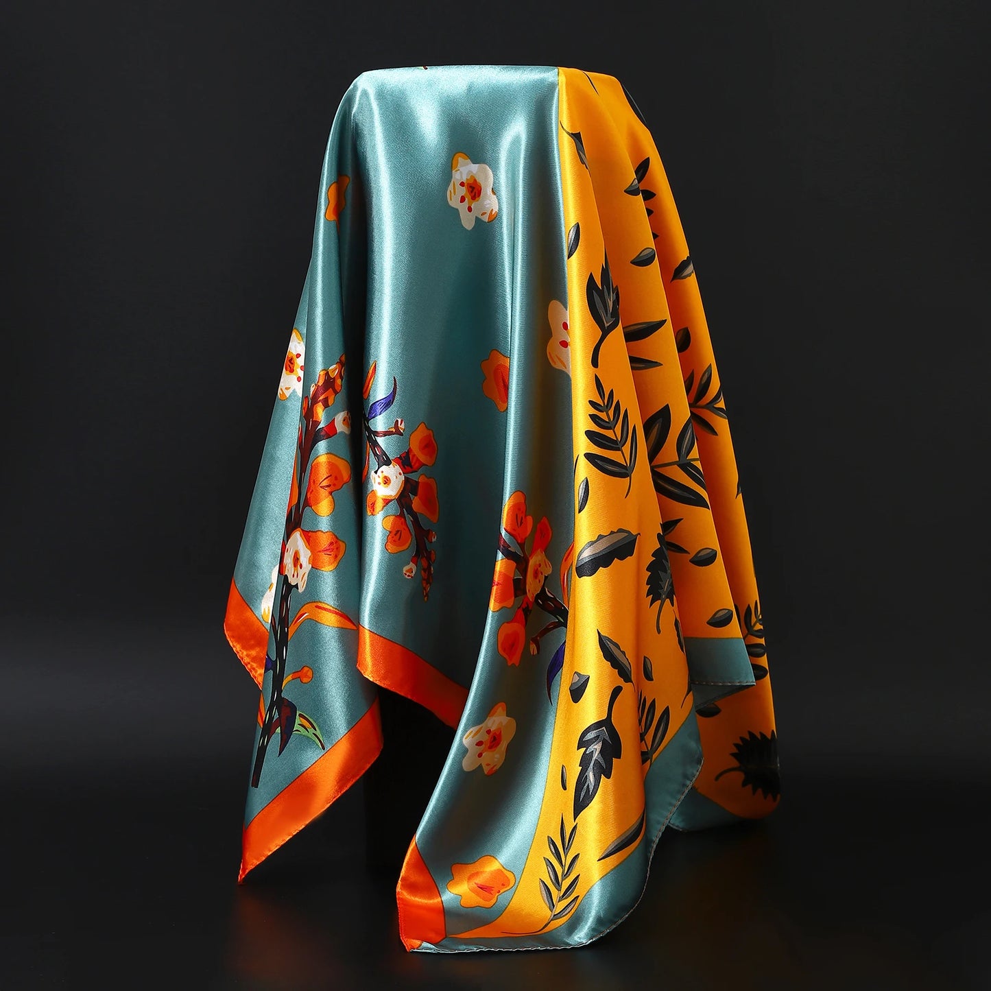 90cm Women Four Seasons Square Silk Satin Bandana Wrap Shawl Scarves Scarfs gfK4