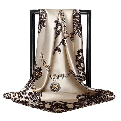 90cm Women Four Seasons Square Silk Satin Bandana Wrap Shawl Scarves Scarfs Sqk7