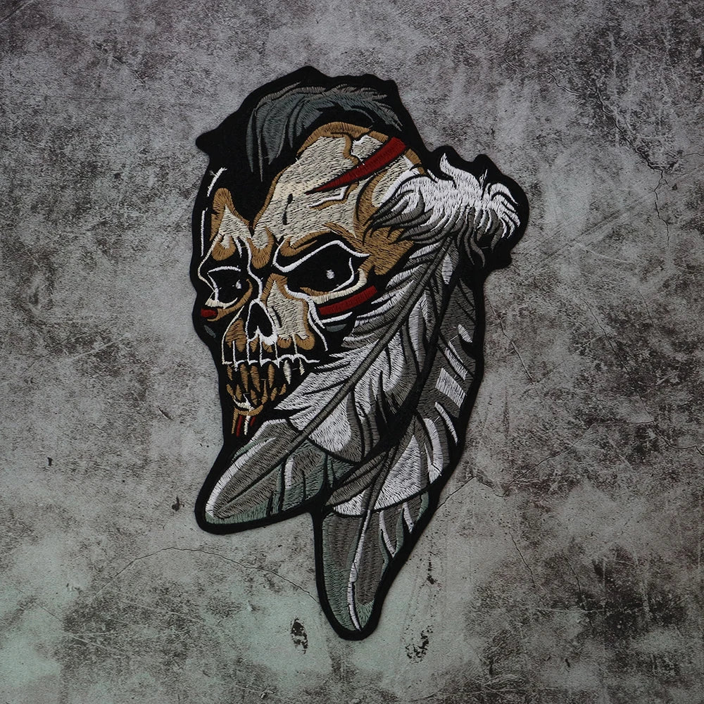 Big Punk Skull Biker Back Patch Appliques Iron on Patches Badge Clothes Sewing