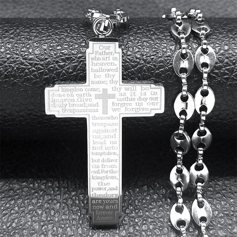 Men Stainless Steel Gold Color Christian Jesus Cross Crucifix Pendant Necklace