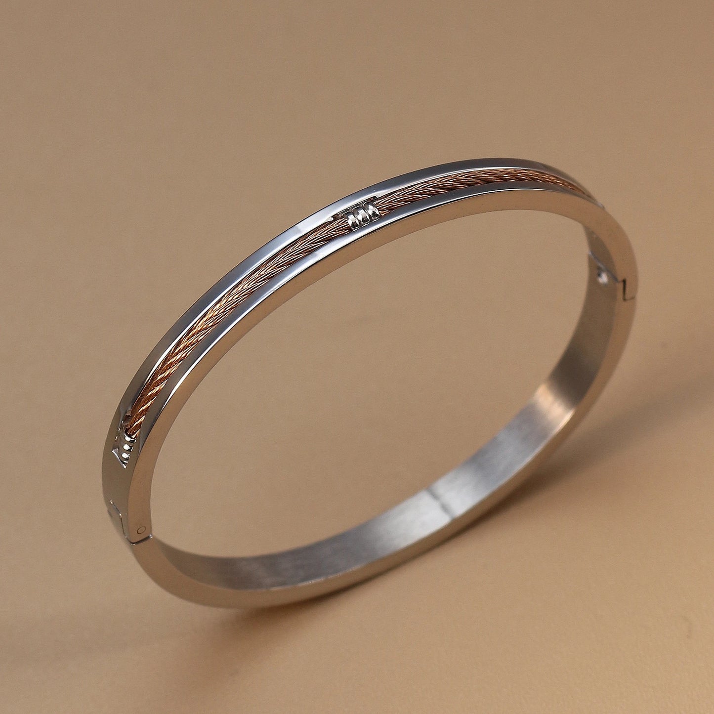 Women Punk 18k Gold Color Stainless Steel Statement Bracelet Bangle