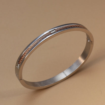 Women Punk 18k Gold Color Stainless Steel Statement Bracelet Bangle
