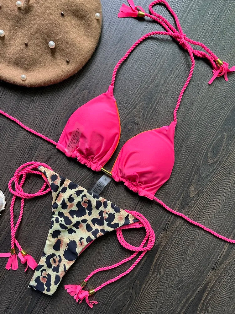 Sexy Splices 2 Pieces Bikinis Swimsuit Push Up Brazilian Beachwear Bathing Suit
