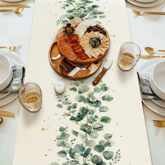 Eucalyptus Leaf Table Runner Cover Pattern Home Decor