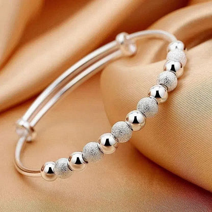 925 Sterling Silver Charms Open Women Fashion Adjustment Cuff Wedding Bangles Bracelet