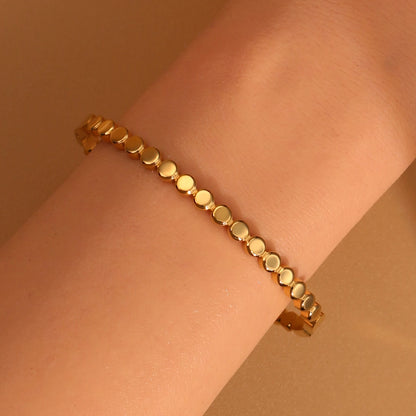 New Floral Blue Zircon Lentil Design 18K Gold Plated Stainless Steel Women's Bracelet Jewelry