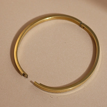 2-in-1 Women 18 K Gold Plated Zircon Stainless Steel Curved Bracelet Gift Bangle