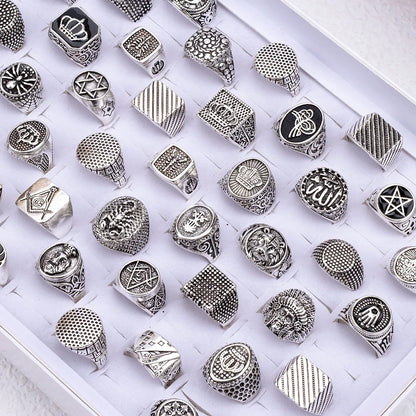 Wholesale 20Pcs/lot Vintage Square Mix Style Retro Punk  Rings