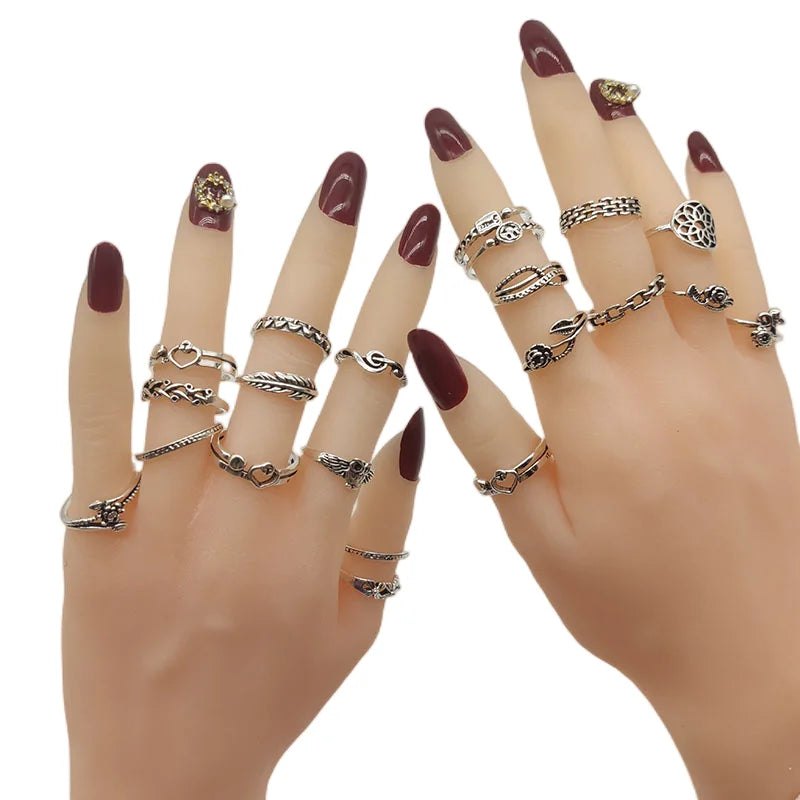 20pcs/Lot Wholesale Antique Vintage Design Finger Rings Set Mix Styles