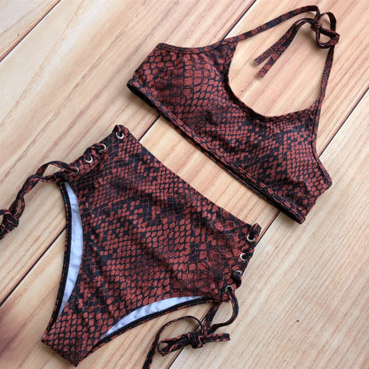 Women Swimsuit High Waist Bandage Sport Swimwear Bikini Push Up Beachwear Bathing Suit
