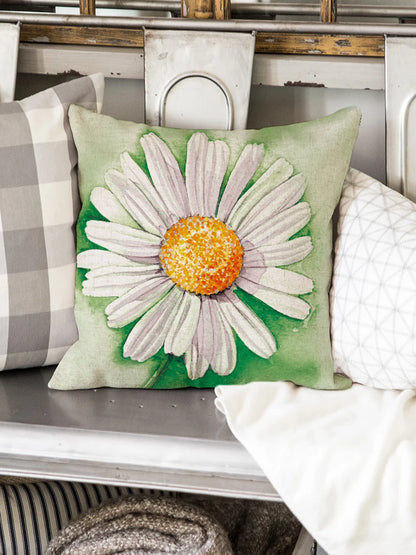 18 X 18 Inch Daisy Flower Design Sofa Cushion Plant Pattern Pillowcase Cover Decor