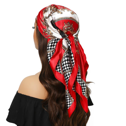 90*90cm Women Four Seasons Square Silk Satin Bandana Wrap Shawl Scarves Scarfs ggk7