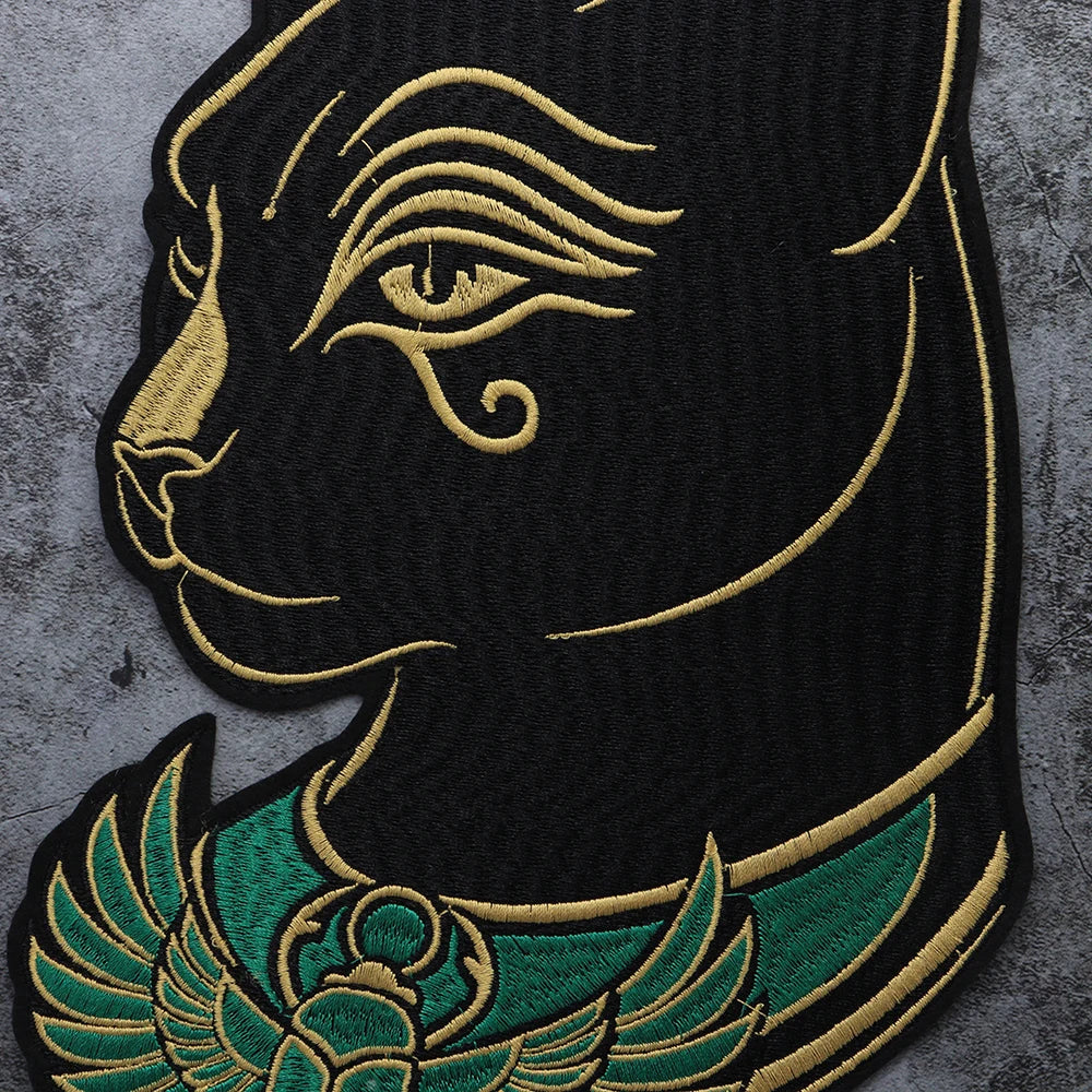 Large Black Noble Animal Cat Patch Embroidered Patches Iron on Clothing Backpack Badges Twill Craft Stickers