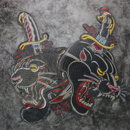 Animal Embroidery Leopard Sword Embroidered Patches for Clothing Applique Iron On Sewing