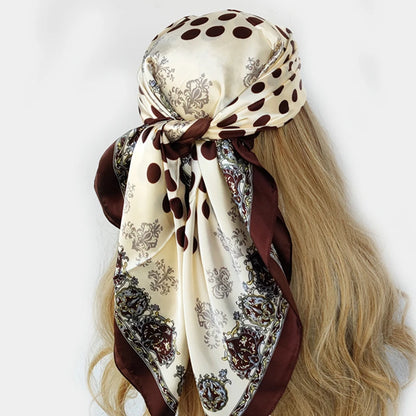 90cm Women Four Seasons Square Silk Satin Bandana Wrap Shawl Scarves Scarfs gf08