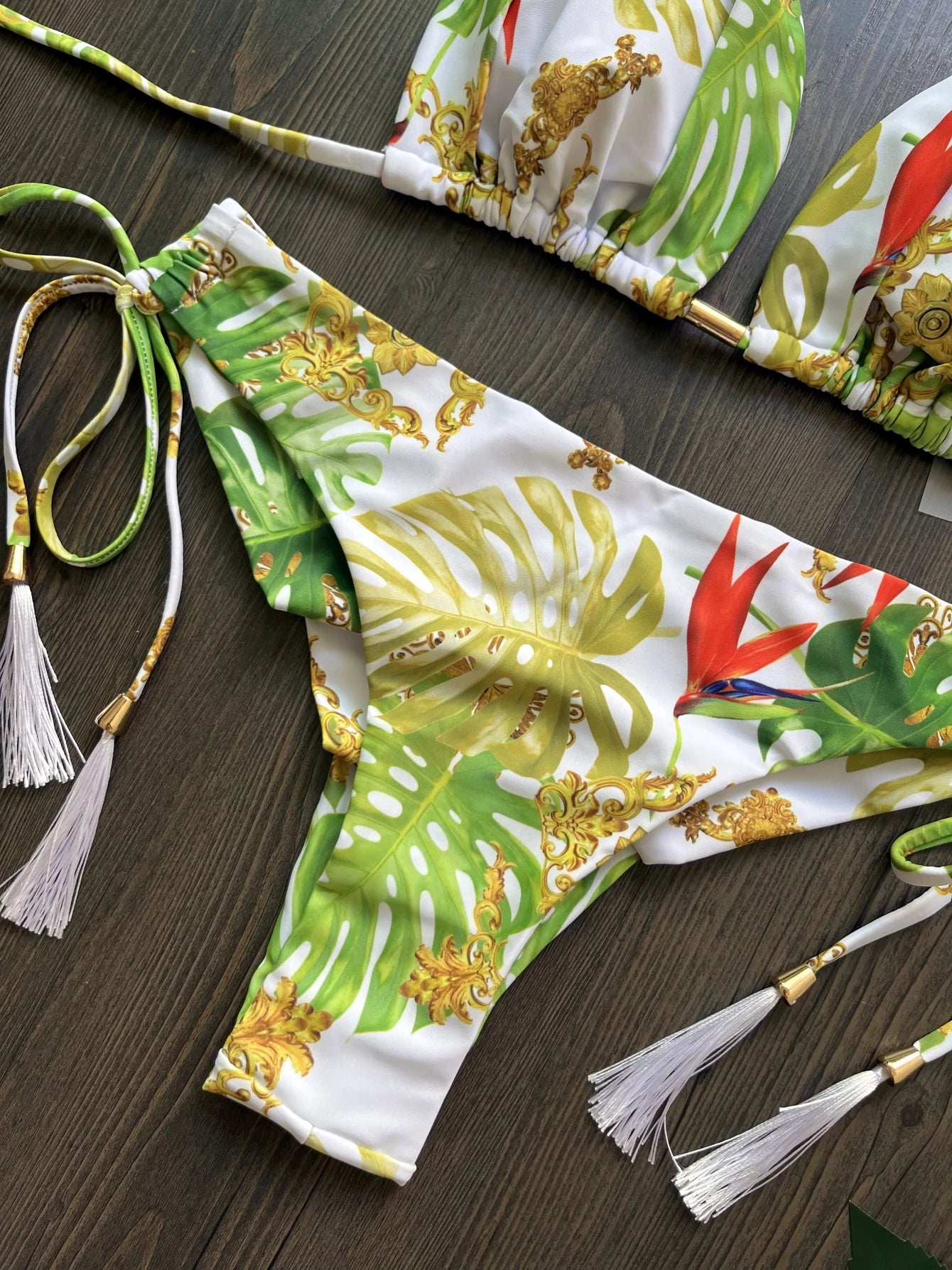 Sexy Print Bandage Women Swimsuit Two-piece Triangle Halter Swimwear Bathing Brazilian Bikinis Suit