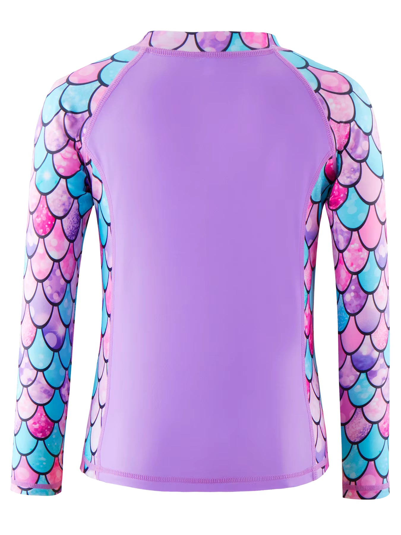 2pcs Kids Girls Long-Sleeved Scale Print Tops Boyleg Swim Shorts Swimwear Suit