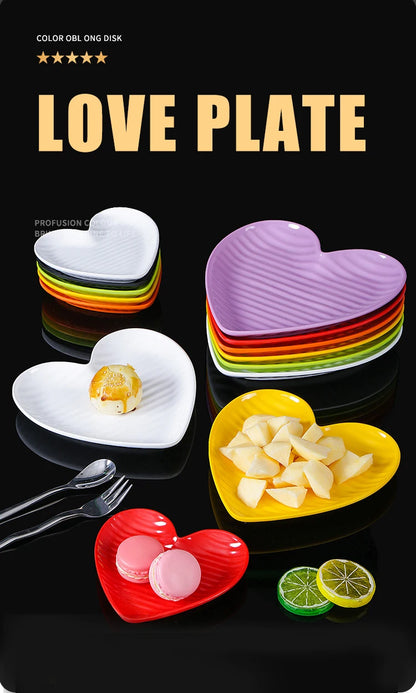 Nordic Creative Heart Shape Dipping Porcelain Salad Dessert Plate Tableware Snack Bowls Dish