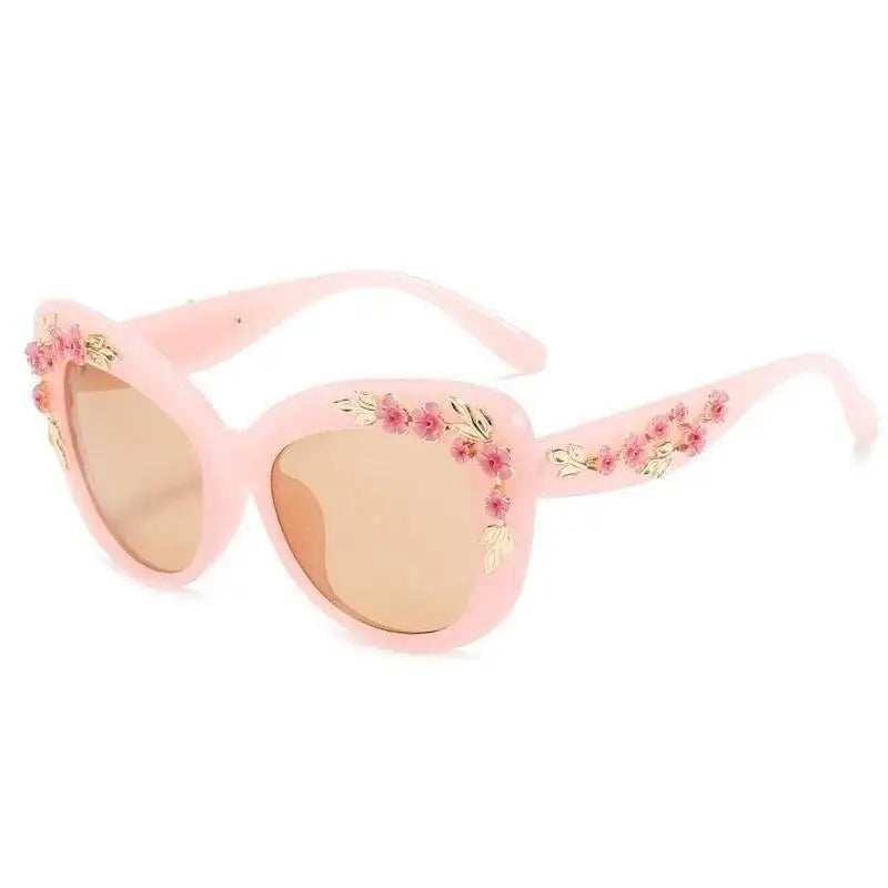 Women Rose Flower Cat Eye Queen Oversize Vintage Designer Sunglasses