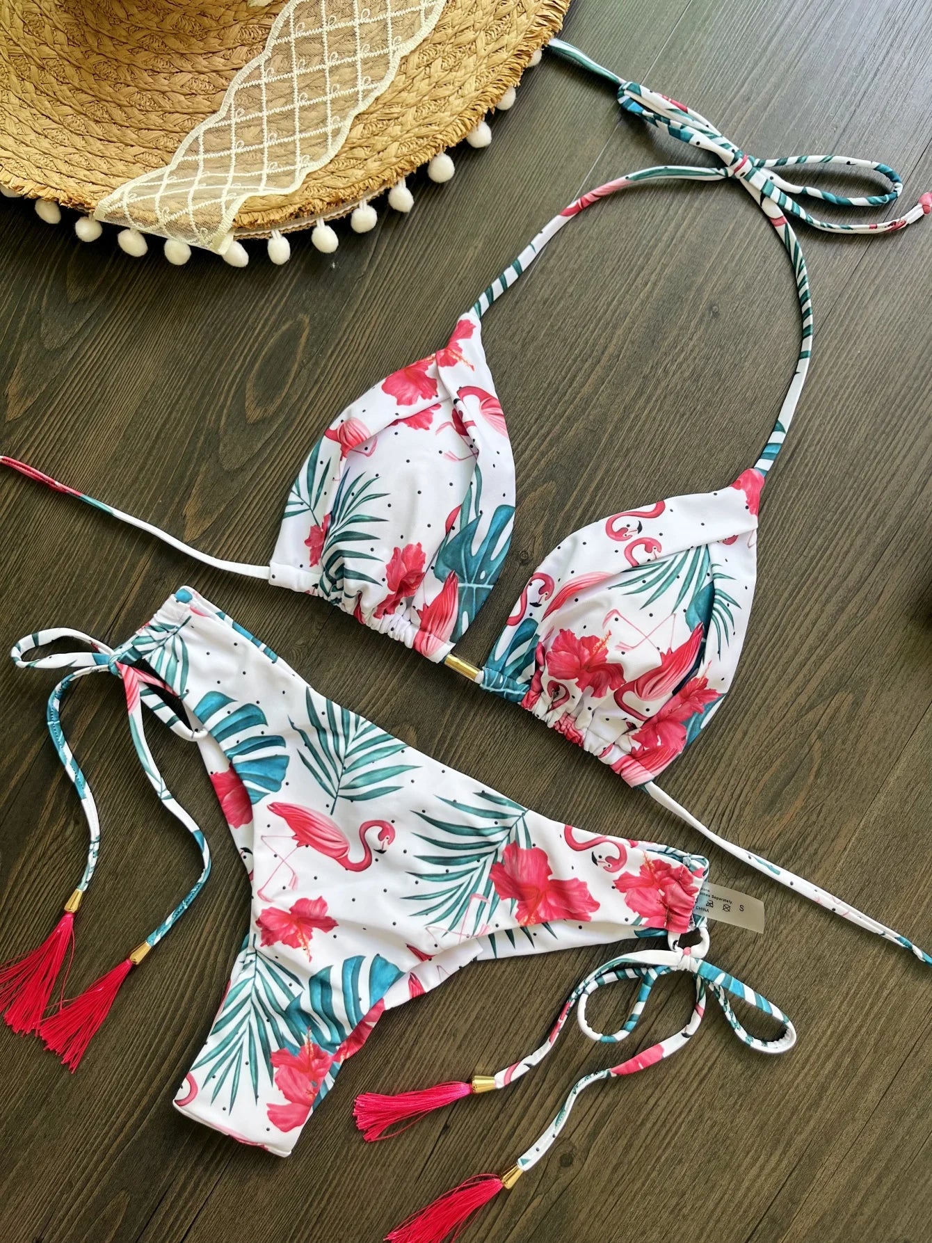 Sexy Print Bandage Bikini Women Swimsuit Halter Triangle Swimwear Bathing Brazilian Suit