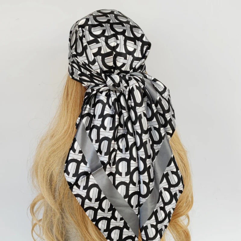 90cm Women Four Seasons Square Silk Satin Bandana Wrap Shawl Scarves Scarfs Spk3