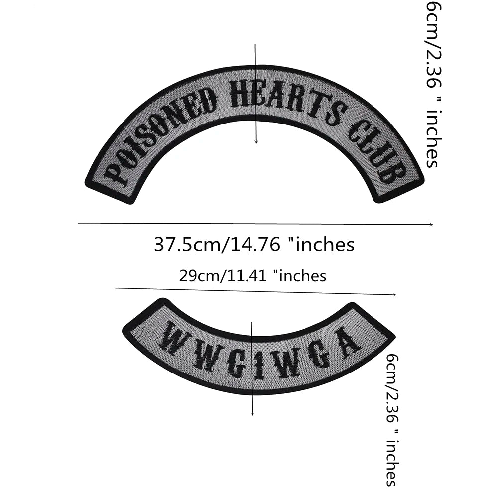Embroidered Beauty Skull Poisoned Hearts Club Patch Appliques Iron on Patches Badge Clothes Sewing