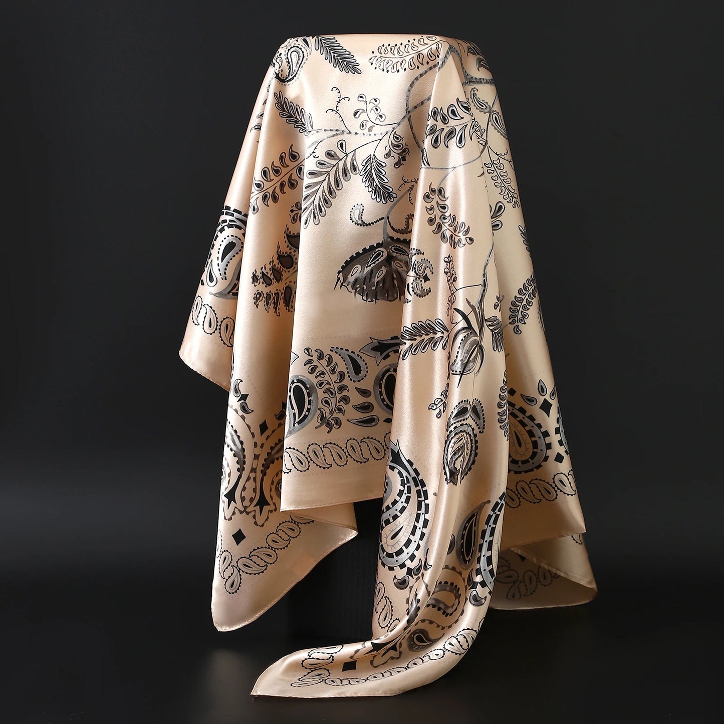 90cm Women Four Seasons Square Silk Satin Bandana Wrap Shawl Scarves Scarfs Spk8