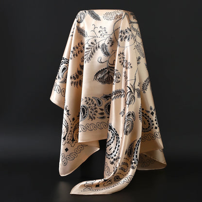 90cm Women Four Seasons Square Silk Satin Bandana Wrap Shawl Scarves Scarfs Spk8