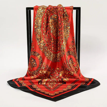 Women Fashion Silk Square Scarf Printed Flower Pashmina Bandana Scarves