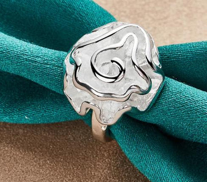 4pcs Women 925 Sterling Silver Rose Flower Wedding Engagement Necklace Bracelet Earring Ring Sets