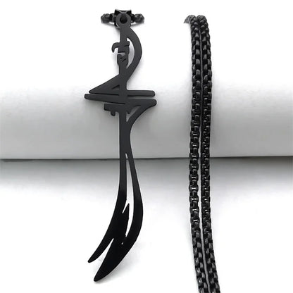 Women Men Stainless Steel Black Color Muslim Islam Imam Ali Sword Arabic Knife Necklace