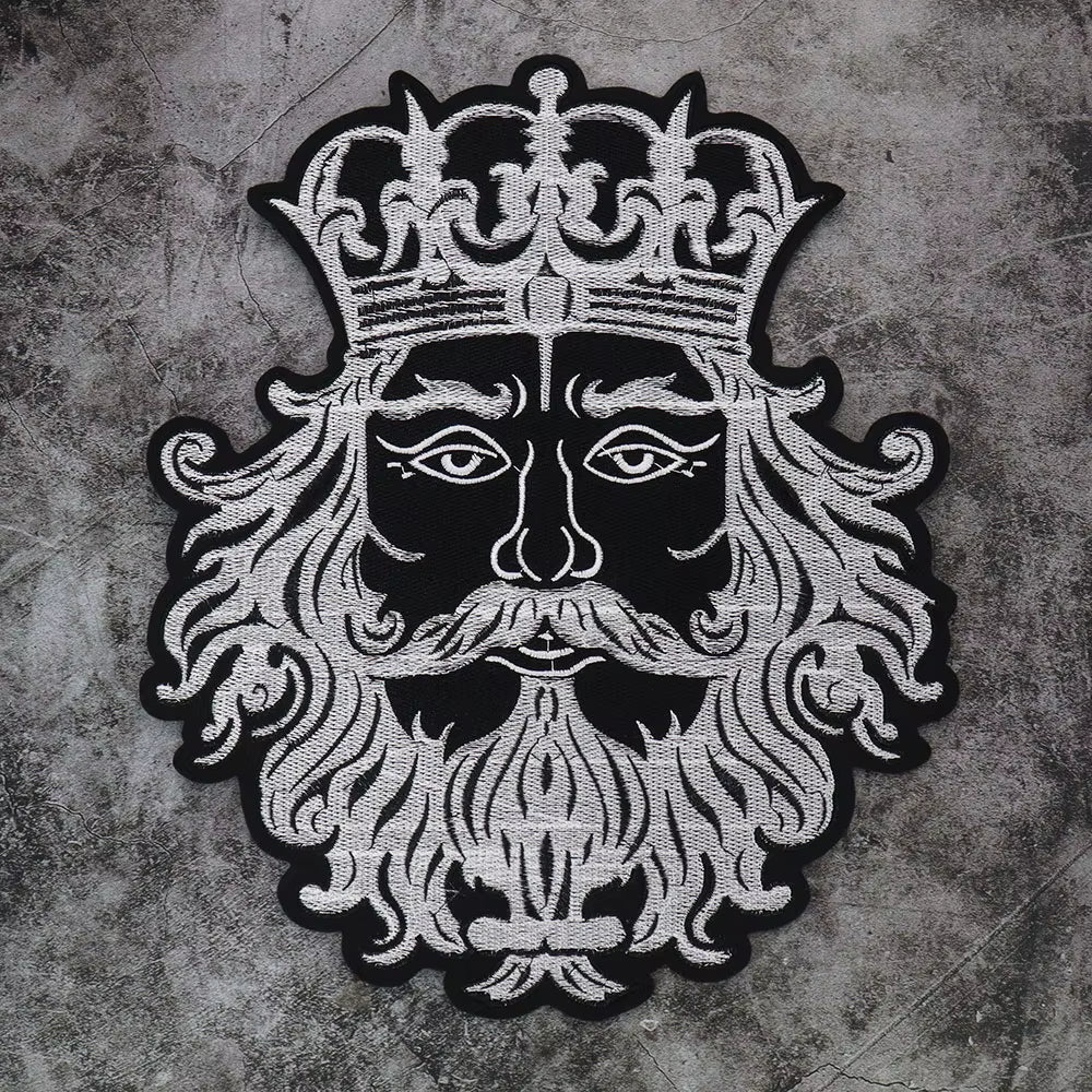 Embroidery Black White Crown Patch Appliques Iron on Patches Badge Clothes Sewing