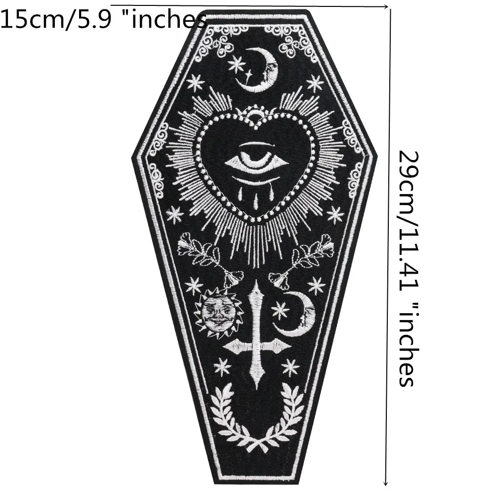 Big Cross Skull Gothic Punk Rock Iron on Patches Embroidered Crown Skull Patch Clothes Sewing Stickers