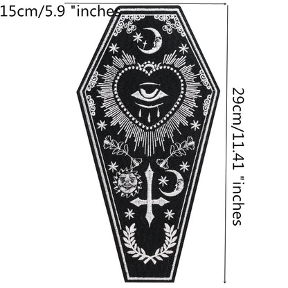 Big Cross Skull Gothic Punk Rock Iron on Patches Embroidered Crown Skull Patch Clothes Sewing Stickers