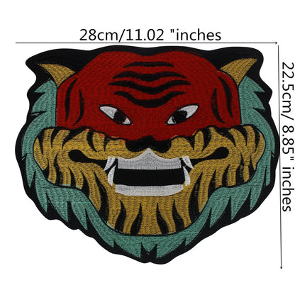 Large Animal Tiger Head Embroidery Patch Appliques Iron on Patches Badge Clothes Sewing