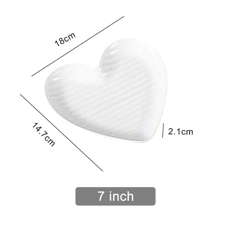 Nordic Creative Heart Shape Dipping Porcelain Salad Dessert Plate Tableware Snack Bowls Dish