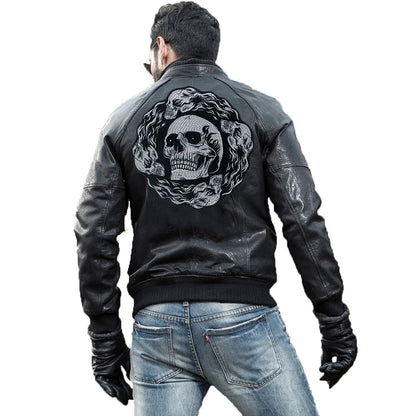 Skull Biker Cool Embroidery Patch Appliques Iron on Patches for Clothing Sewing