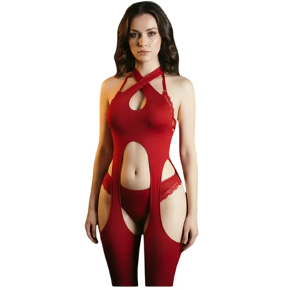 Sexy Women Bodysuit Lace Bodystocking Nightwear Open Bra Lingerie