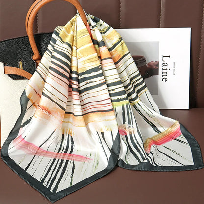 70cm Women Design Square Fashion Printed Satin Silk Scarf Scarves