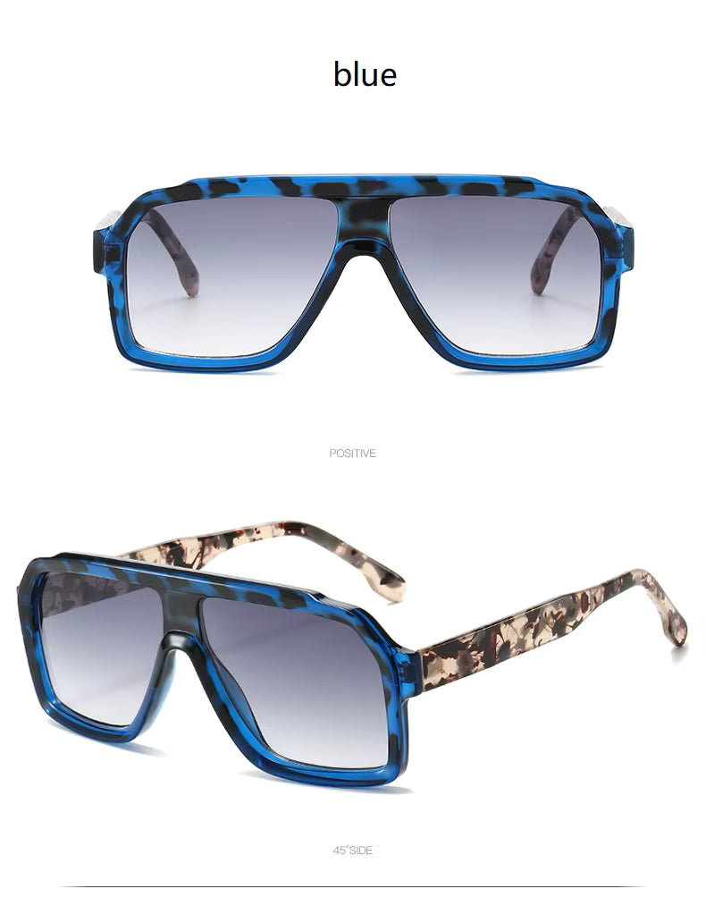 Men Women Double Color Frame Shade Designer UV400 Square Sunglasses Glass