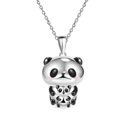 Women Cute Creative Mother Child Panda Hug Pendant Necklace