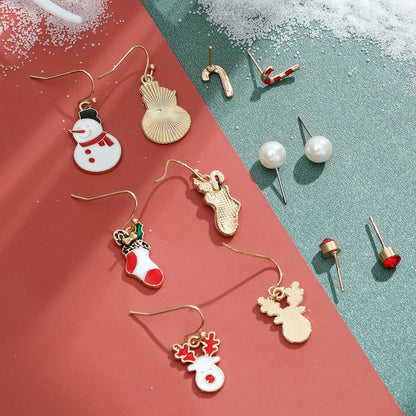 6 pairs/lot Kids Women Christmas Xmas Tree Elk Snowman Santa Claus Cute Stud Earrings Sets